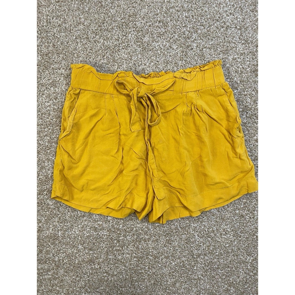 Ambiance Apparel Gold Yellow Tie Waist Ruffle Casual Shorts - Women's‎ M
